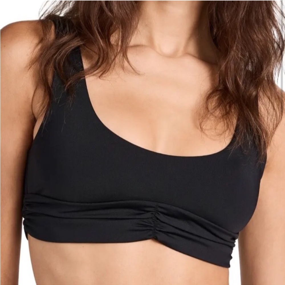 Riot Swim Pico Black Gathered Bikini Top
